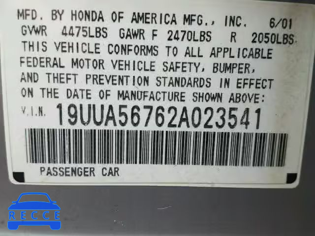 2002 ACURA 3.2 TL 19UUA56762A023541 Bild 9