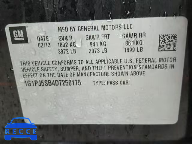 2013 CHEVROLET CRUZE ECO 1G1PJ5SB4D7250175 image 9