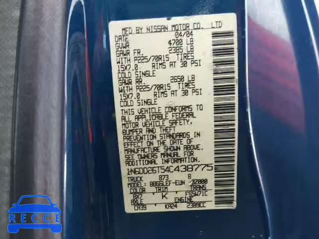 2004 NISSAN FRONTIER X 1N6DD26T54C438775 image 9
