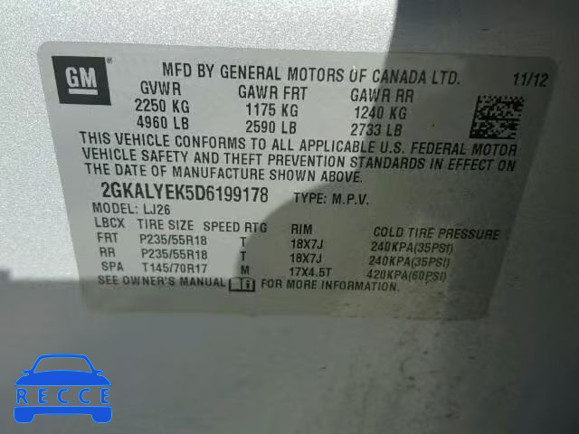 2013 GMC TERRAIN DE 2GKALYEK5D6199178 image 9