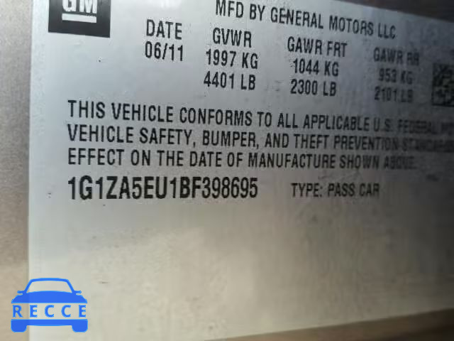2011 CHEVROLET MALIBU LS 1G1ZA5EU1BF398695 image 9
