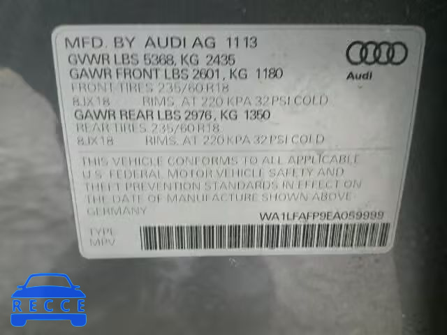 2014 AUDI Q5 PREMIUM WA1LFAFP9EA059999 image 9