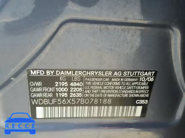 2007 MERCEDES-BENZ E350 WDBUF56X57B078188 image 9