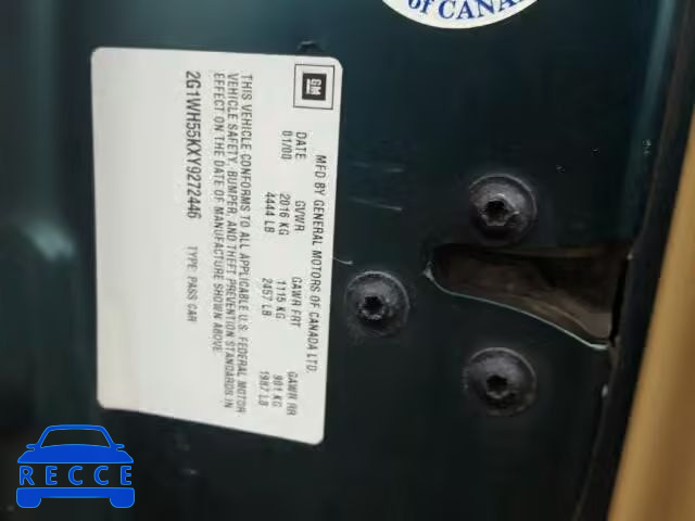 2000 CHEVROLET IMPALA LS 2G1WH55KXY9272446 image 9