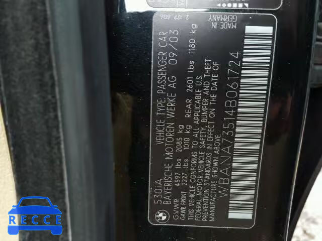 2004 BMW 530I WBANA73514B061724 image 9