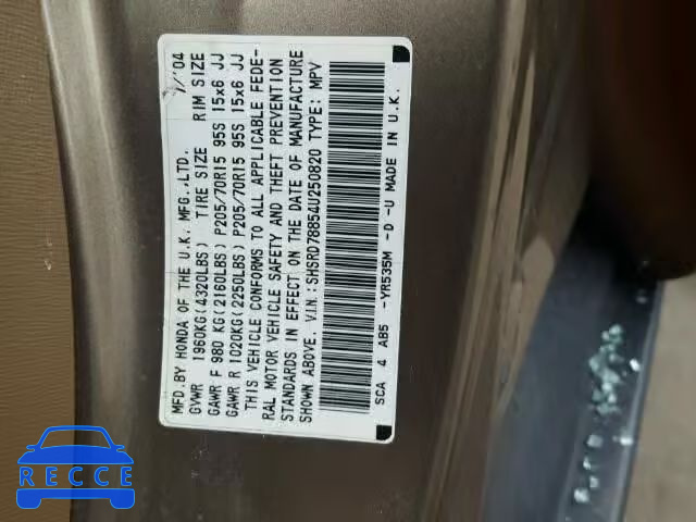 2004 HONDA CR-V EX SHSRD78854U250820 image 9