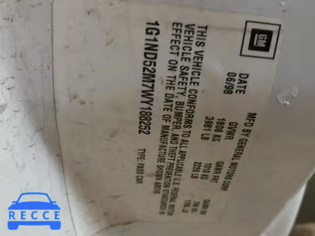 1998 CHEVROLET MALIBU 1G1ND52M7WY188252 image 9