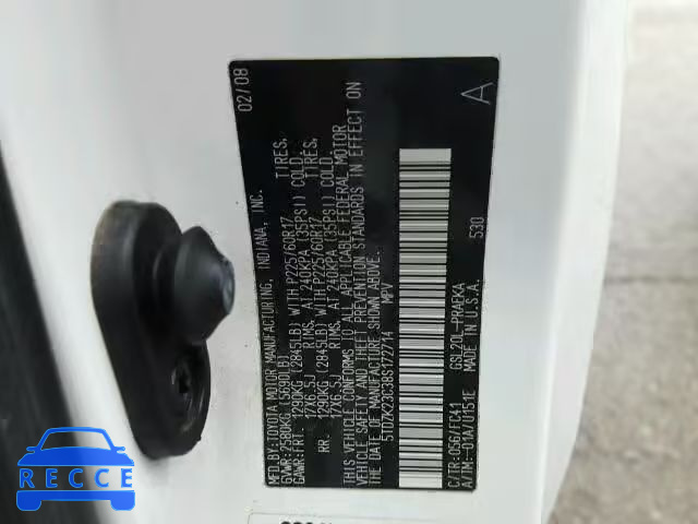 2008 TOYOTA SIENNA CE/ 5TDZK23C38S172714 image 9