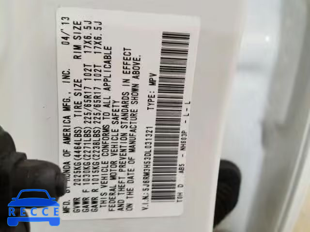 2013 HONDA CR-V EX 5J6RM3H53DL031321 image 9