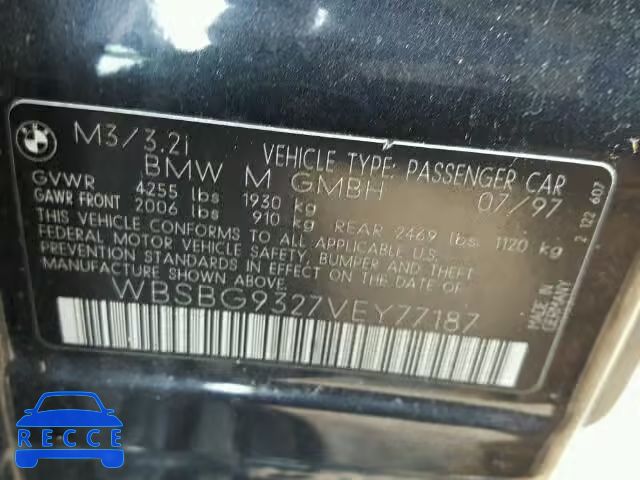 1997 BMW M3 WBSBG9327VEY77187 зображення 9