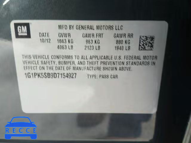 2013 CHEVROLET CRUZE LT 1G1PK5SB9D7154927 image 9