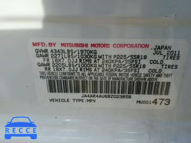 2011 MITSUBISHI OUTLANDER JA4AR4AU6BZ023858 image 9