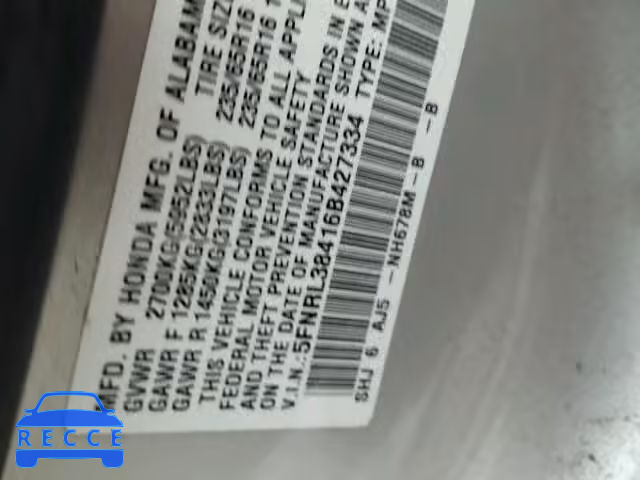 2006 HONDA ODYSSEY EX 5FNRL38416B427334 image 9