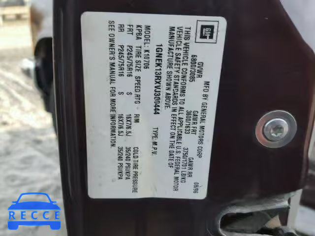 1997 CHEVROLET TAHOE K150 1GNEK13RXVJ300444 image 9