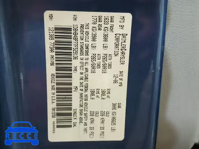 2007 DODGE DURANGO SL 1D8HB48P77F529136 image 9