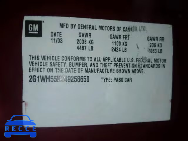 2005 CHEVROLET IMPALA LS 2G1WH52K059237253 image 9