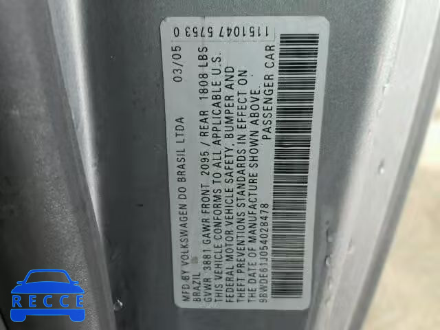 2005 VOLKSWAGEN GTI 9BWDE61J054028478 image 9