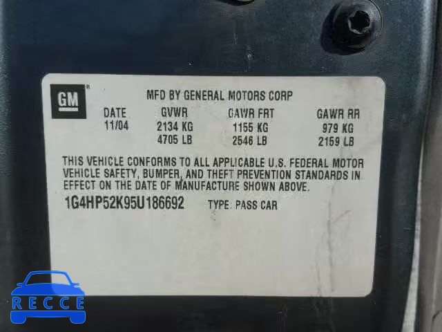 2005 BUICK LESABRE CU 1G4HP52K95U142045 image 9