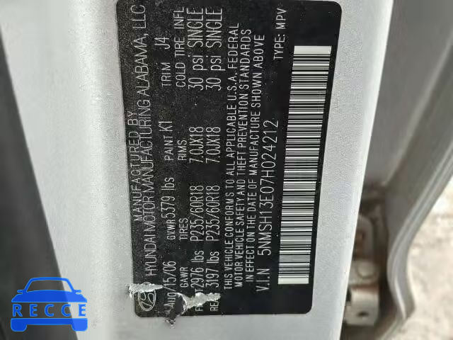 2007 HYUNDAI SANTA FE S 5NMSH13E07H024212 image 9