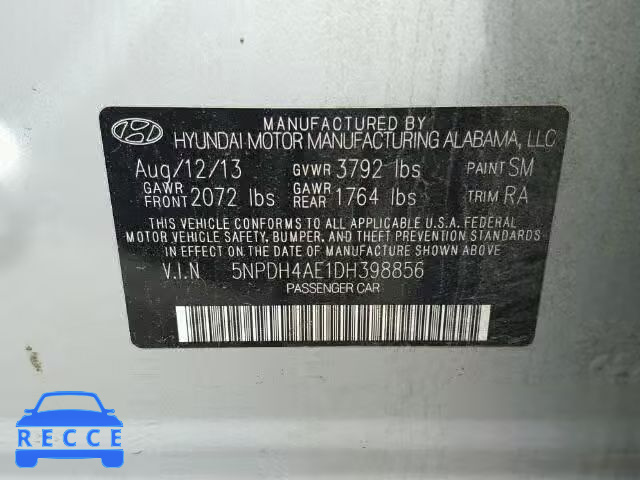 2013 HYUNDAI ELANTRA GL 5NPDH4AE1DH398856 image 9