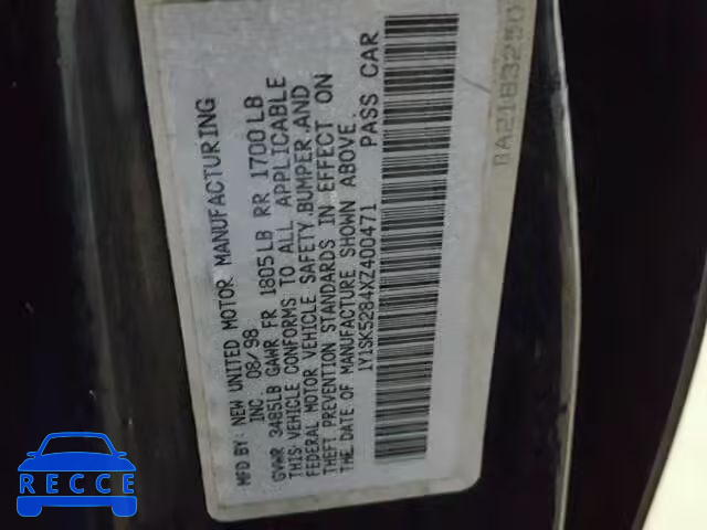 1999 CHEVROLET PRIZM/LSI 1Y1SK5284XZ400471 image 9