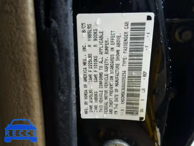 2006 HONDA ACCORD SE 1HGCM56346A005254 image 9