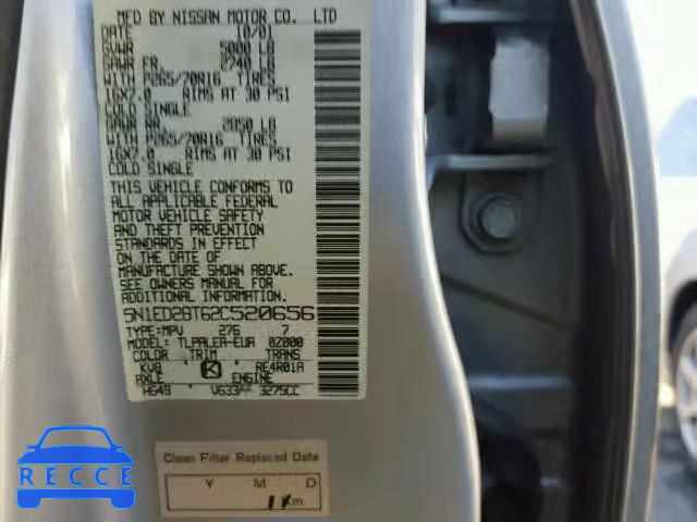 2002 NISSAN XTERRA XE/ 5N1ED28T62C520656 image 9