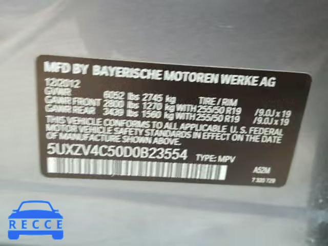2013 BMW X5 XDRIVE3 5UXZV4C50D0B23554 зображення 9