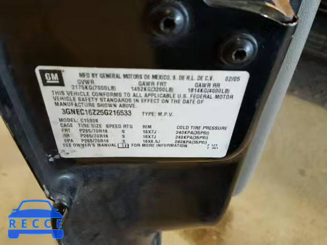 2005 CHEVROLET C1500 SUBU 3GNEC16Z25G216533 image 9