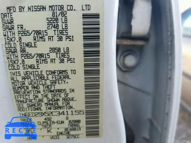 2002 NISSAN FRONTIER X 1N6ED29X52C341155 image 9