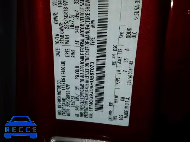 2017 FORD ESCAPE TIT 1FMCU9JD6HUB87073 image 9