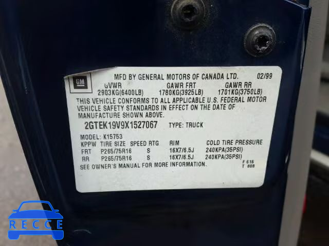 1999 GMC SIERRA K15 2GTEK19V9X1527067 image 9