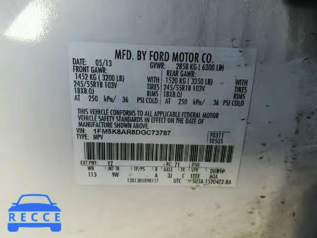 2013 FORD EXPLORER P 1FM5K8AR8DGC73787 image 9