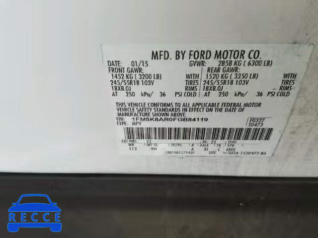 2015 FORD EXPLORER P 1FM5K8AR0FGB84119 image 9