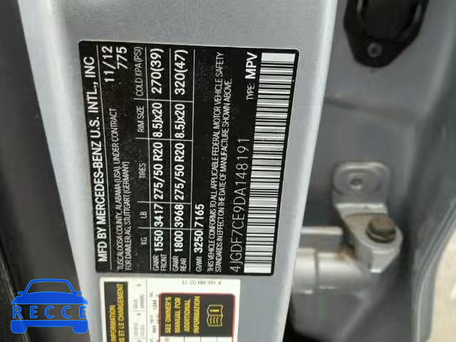 2013 MERCEDES-BENZ GL450 4 MA 4JGDF7CE9DA148191 зображення 9