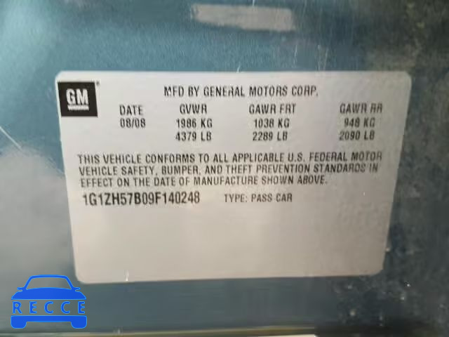 2009 CHEVROLET MALIBU 1LT 1G1ZH57B09F140248 image 9