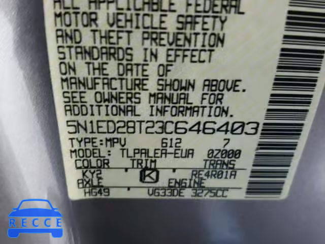 2003 NISSAN XTERRA XE/ 5N1ED28T23C646403 image 9