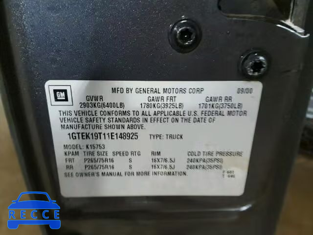 2001 GMC SIERRA K15 1GTEK19T11E148925 image 9
