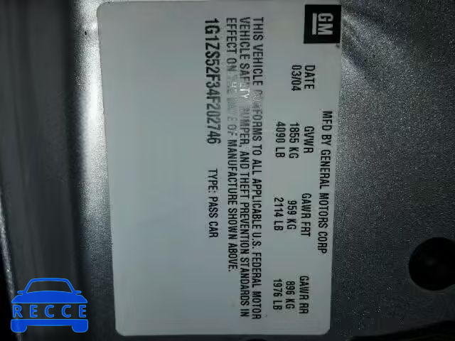2004 CHEVROLET MALIBU 1G1ZS52F34F202746 image 9