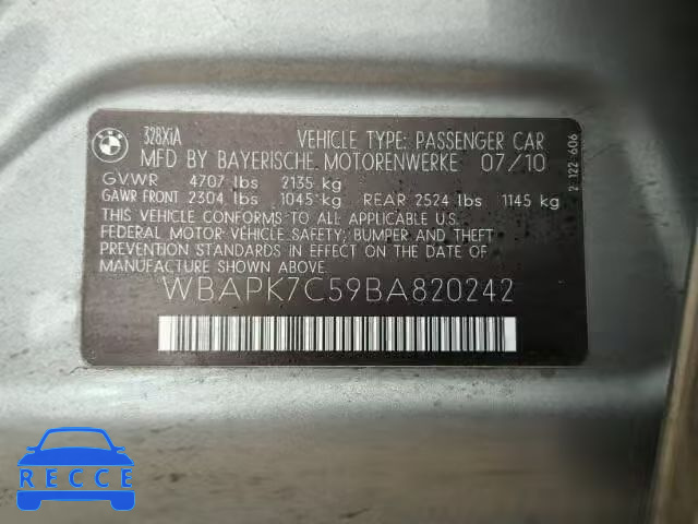 2011 BMW 328XI WBAPK7C59BA820242 зображення 9