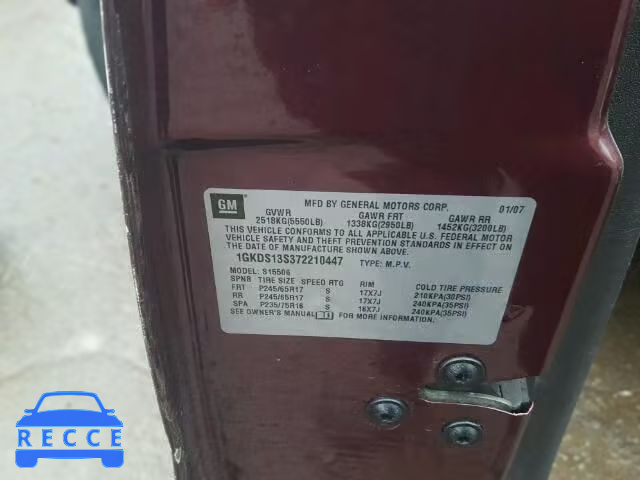 2007 GMC ENVOY 1GKDS13S372210447 image 9