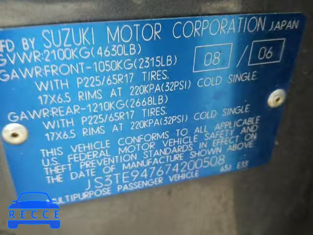 2007 SUZUKI GRAND VITA JS3TE947674200508 image 9