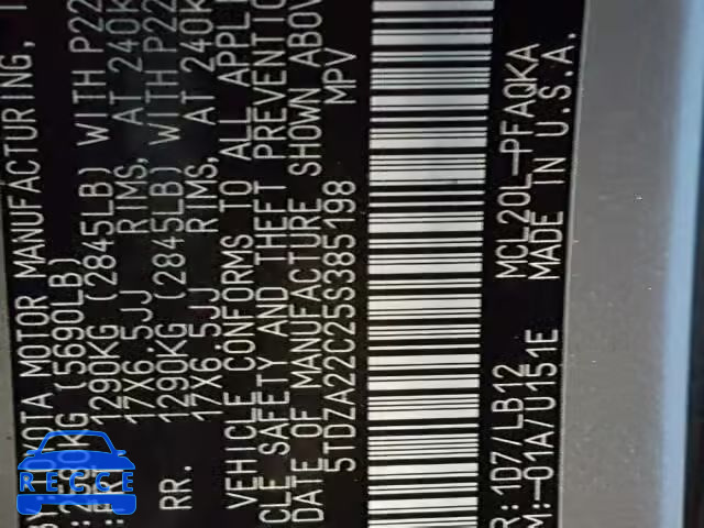 2005 TOYOTA SIENNA XLE 5TDZA22C25S385198 image 9