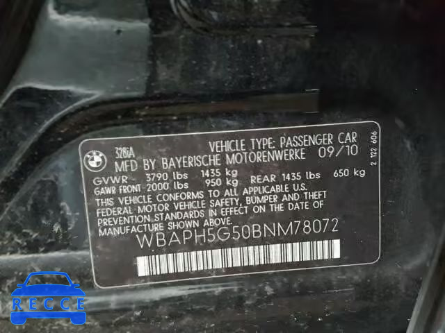 2011 BMW 328I SULEV WBAPH5G50BNM78072 зображення 9