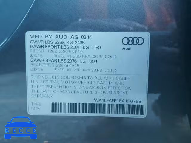 2014 AUDI Q5 PREMIUM WA1LFAFP1EA108788 зображення 9