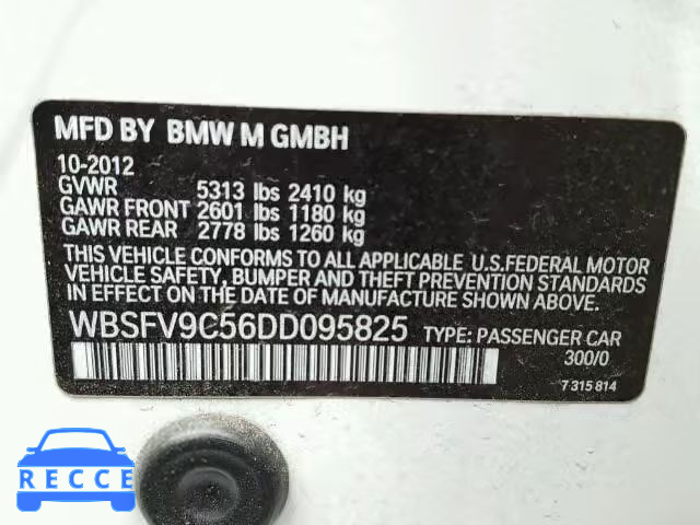 2013 BMW M5 WBSFV9C56DD095825 зображення 9
