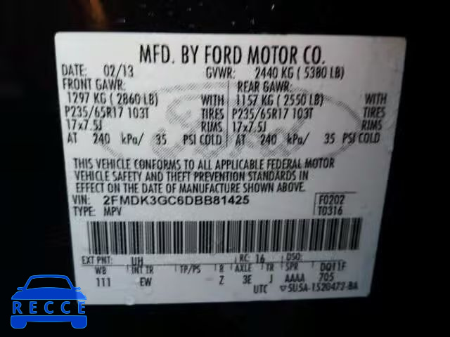 2013 FORD EDGE SE 2FMDK3GC6DBB81425 image 9