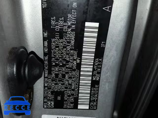 2005 TOYOTA SIENNA CE/ 5TDZA23C25S235607 image 9