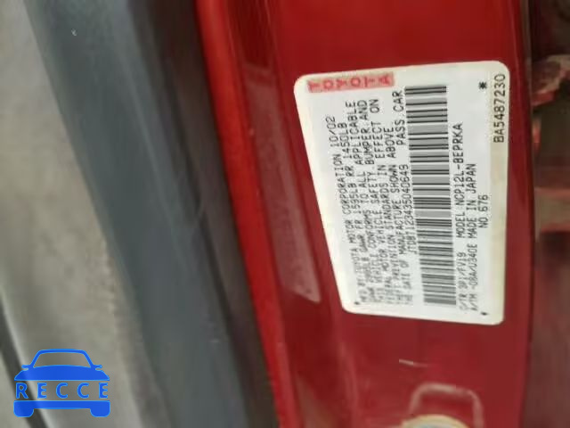 2003 TOYOTA ECHO JTDBT123435040649 image 9
