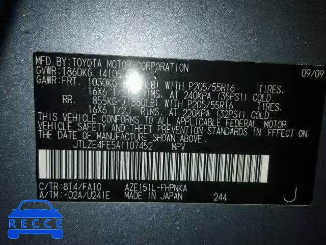 2010 TOYOTA SCION XB JTLZE4FE5A1107452 image 9
